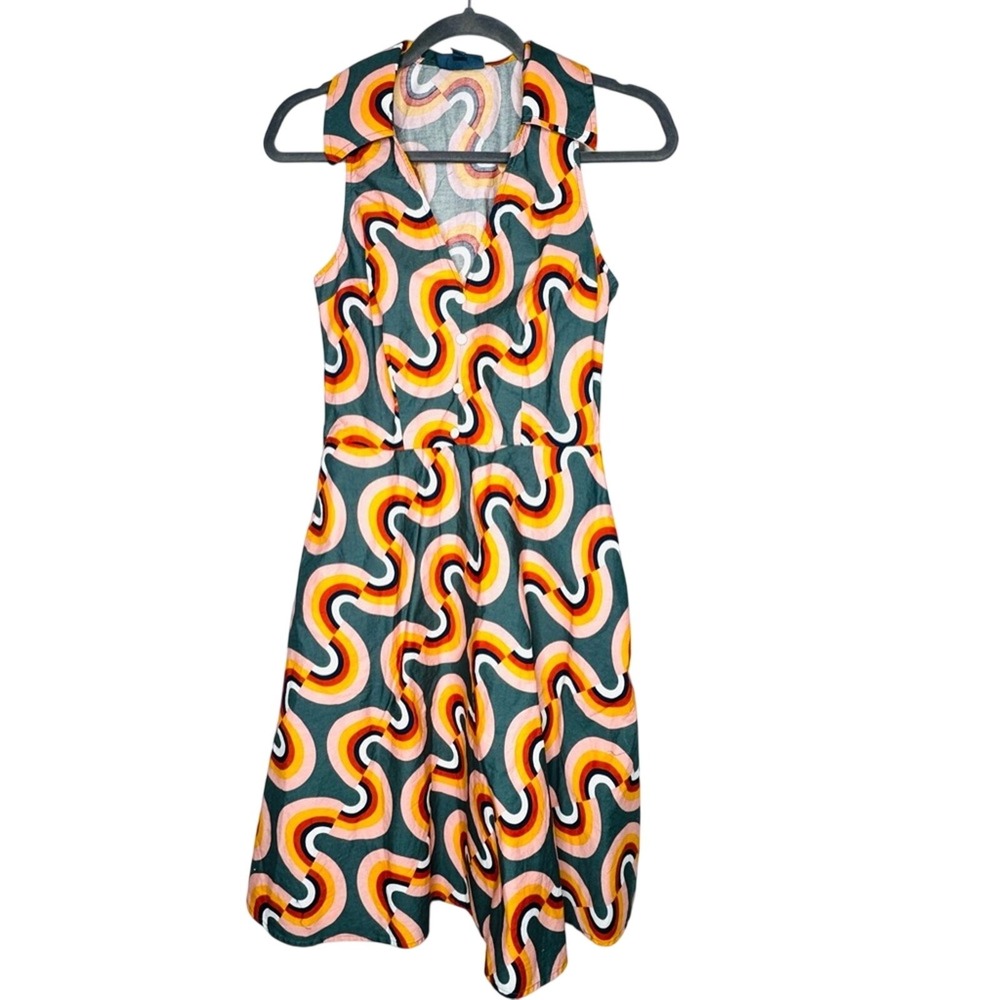ModCloth Womens Mod As Well Retro Rainbow Swing Dress Sz 0 Rockabilly‎ Pinup